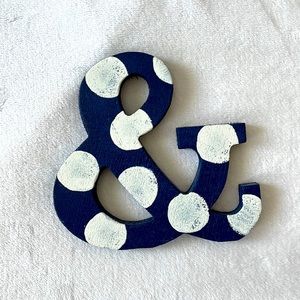 Blue and White Wall or Standing Ampersand